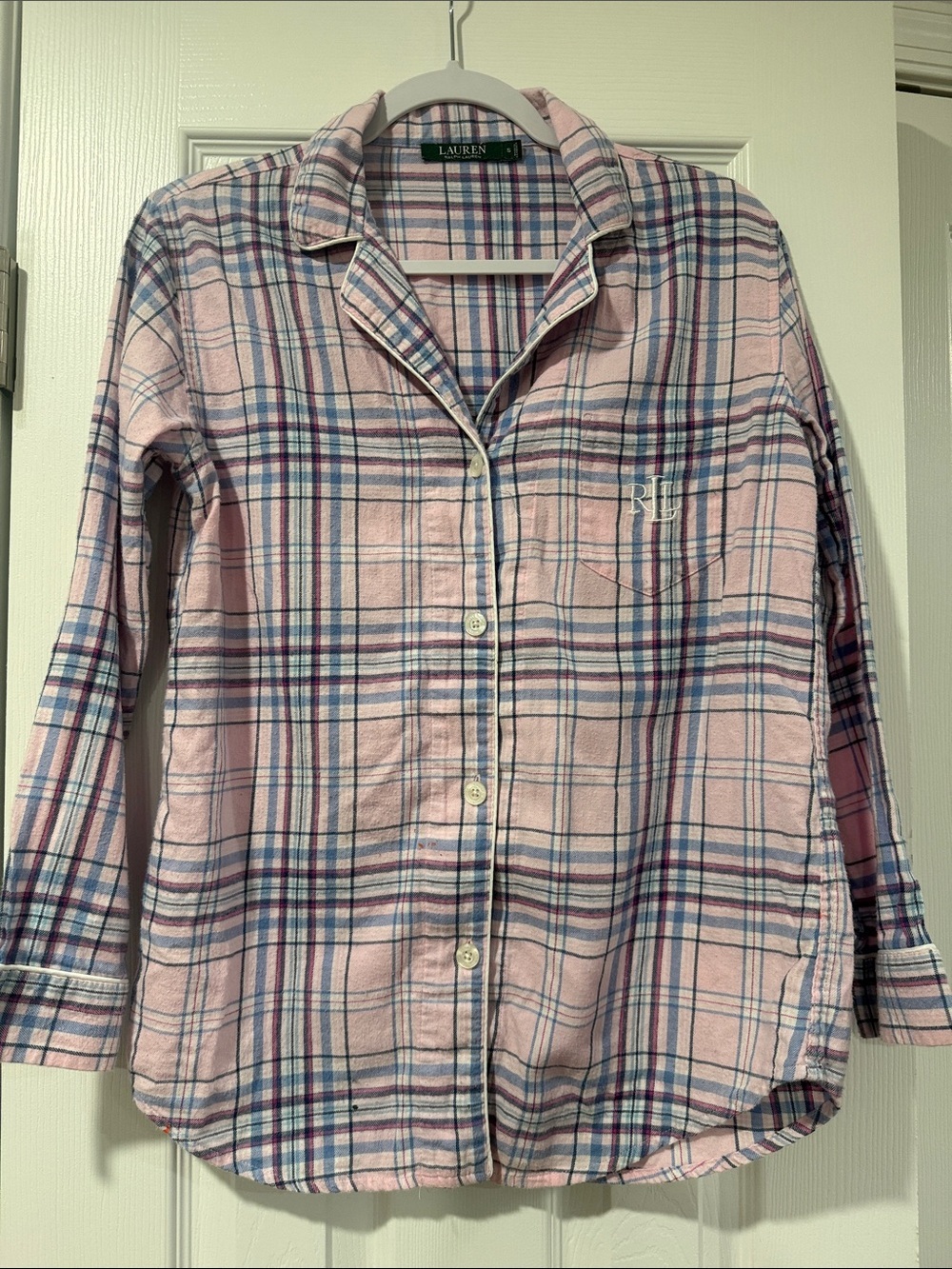 Lauren Ralph Lauren Pink Plaid Cotton Button-up sleepwear
